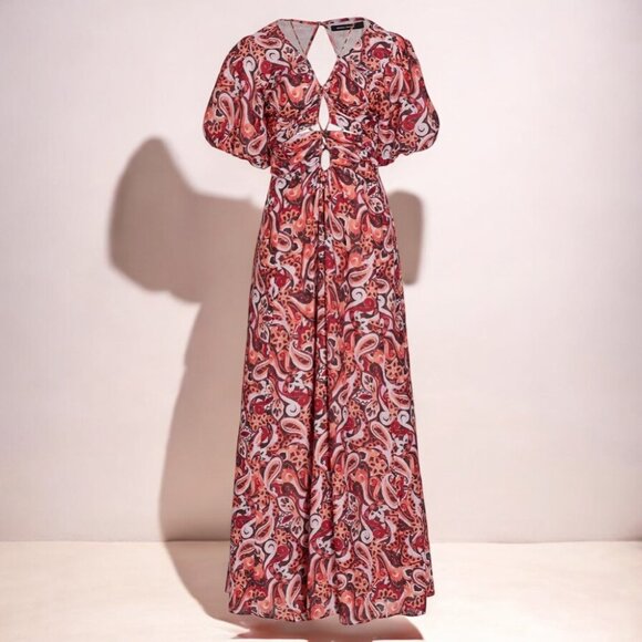 NWT Magali Pascal Pallida Silk-Blend Maxi Dress in Painted Paisley - Picture 5 of 9